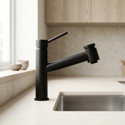 Aquanello Voss Kitchen mixer tap Black with pull-out spout and spray function BL-7200-VS